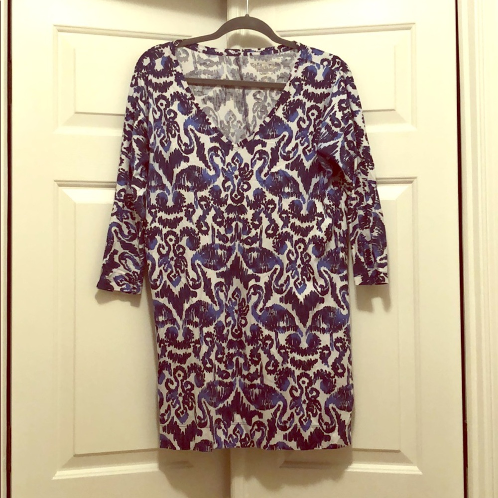 Lilly Pulitzer Blue and White Ikat Flamingo Dress